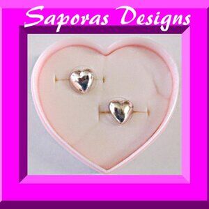 Silver Tone Heart Design Stud Earrings